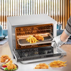 Commercial Convection Oven, 66L/60Qt, Half-Size Conventional Oven Countertop, 1800W 4-Tier Toaster W/ Front Glass Door, Electric Baking Oven W/ T (Option: silver)